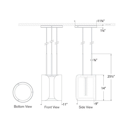 Armise LED Pendant Light - line drawing.