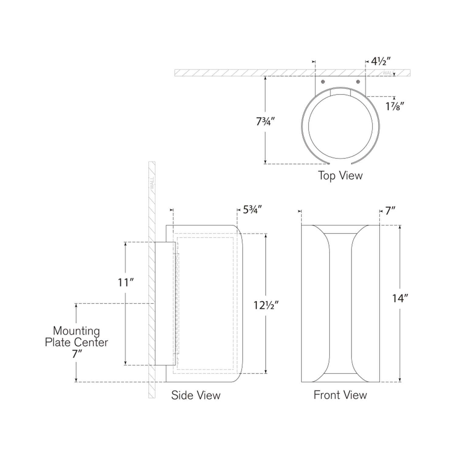 Armise LED Wall Light - line drawing.