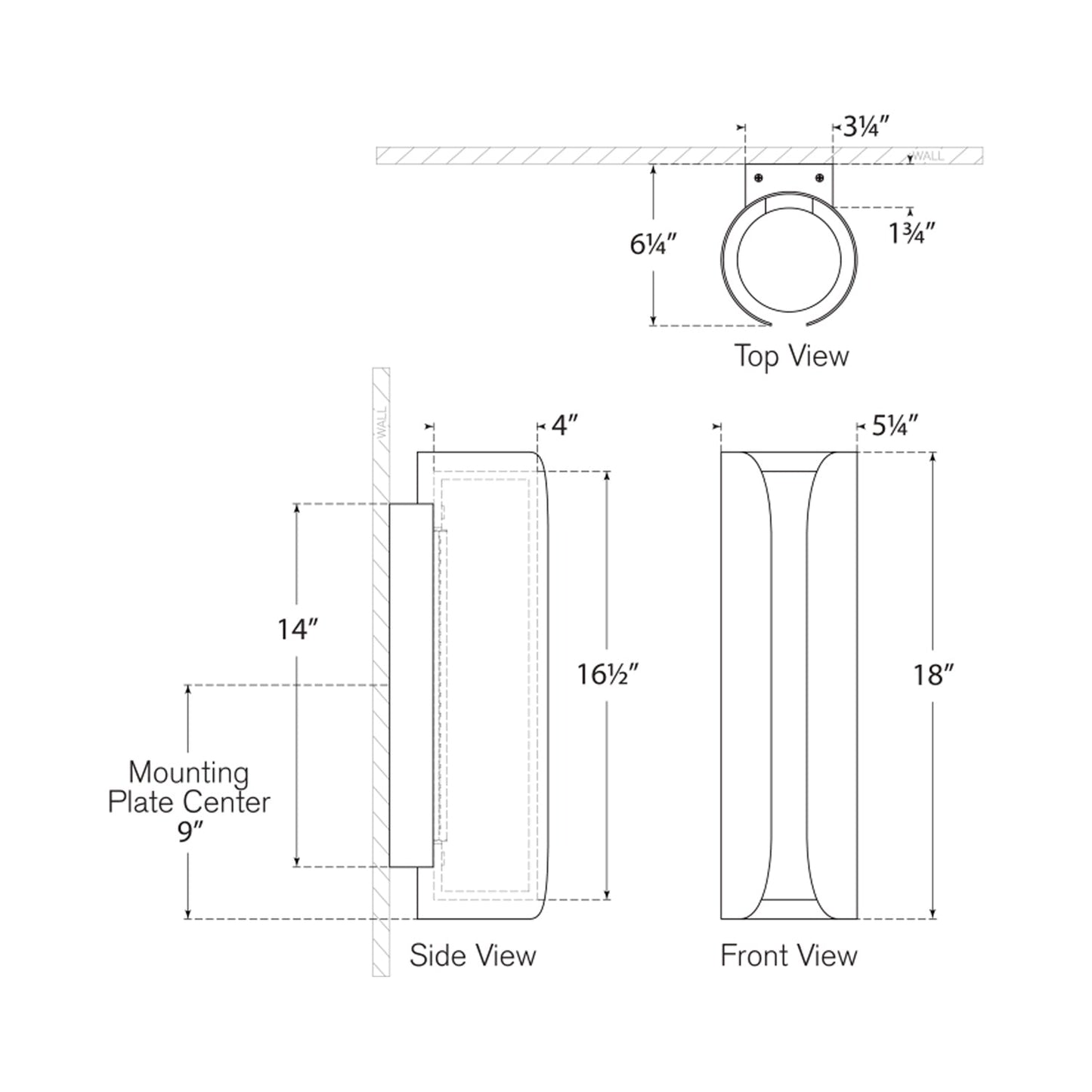 Armise LED Wall Light - line drawing.