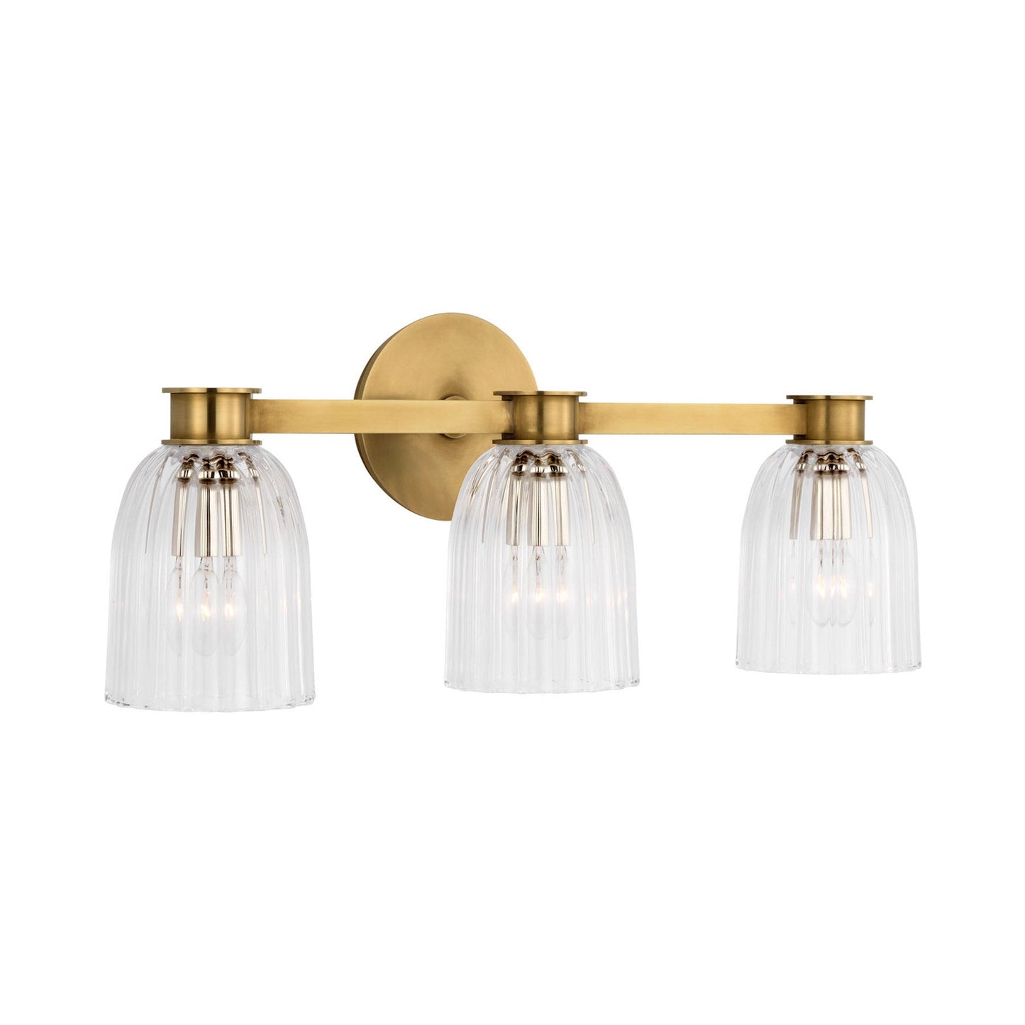 Asalea Bath Vanity Light in Hand-Rubbed Antique Brass (3-Light).