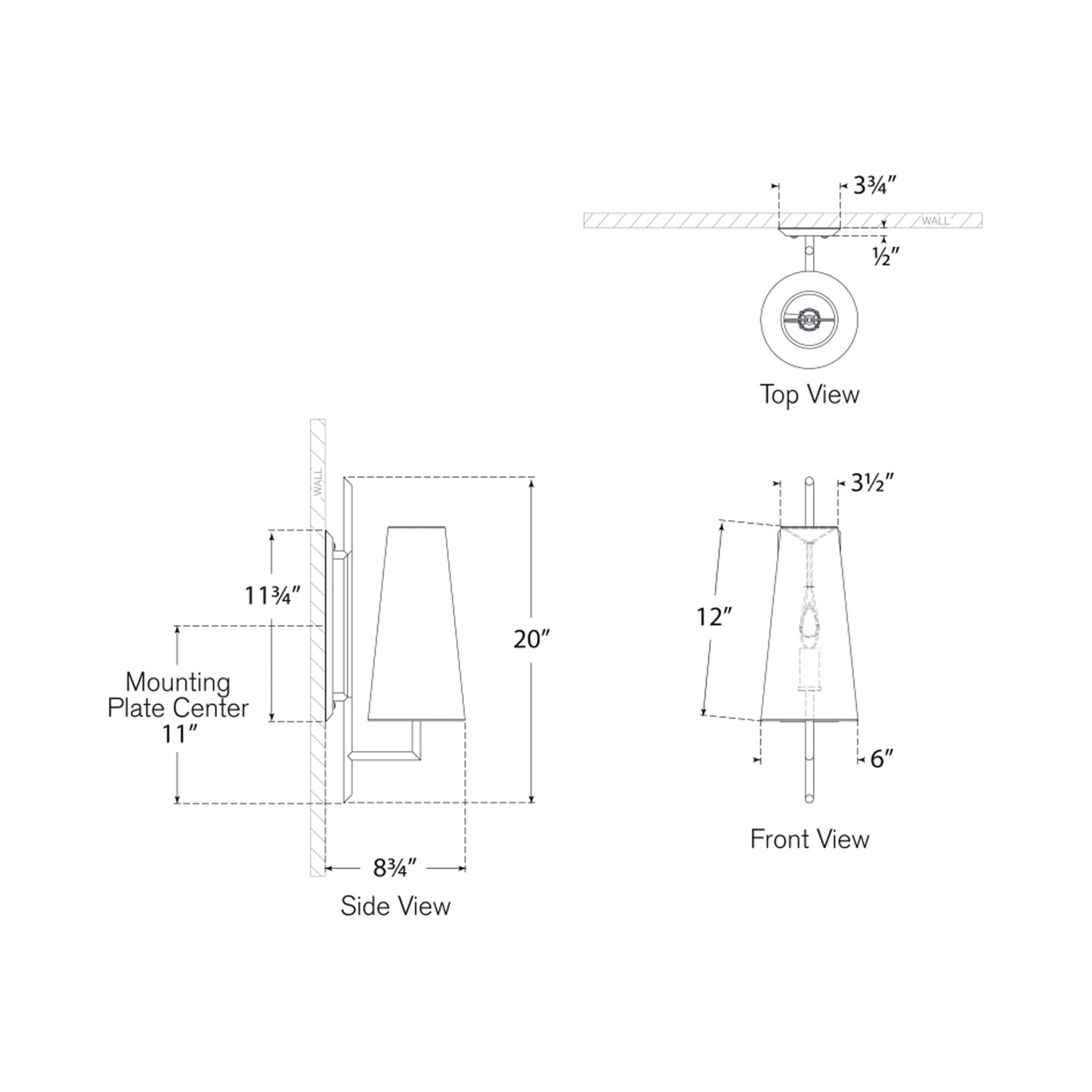 Ashton Wall Light - line drawing.
