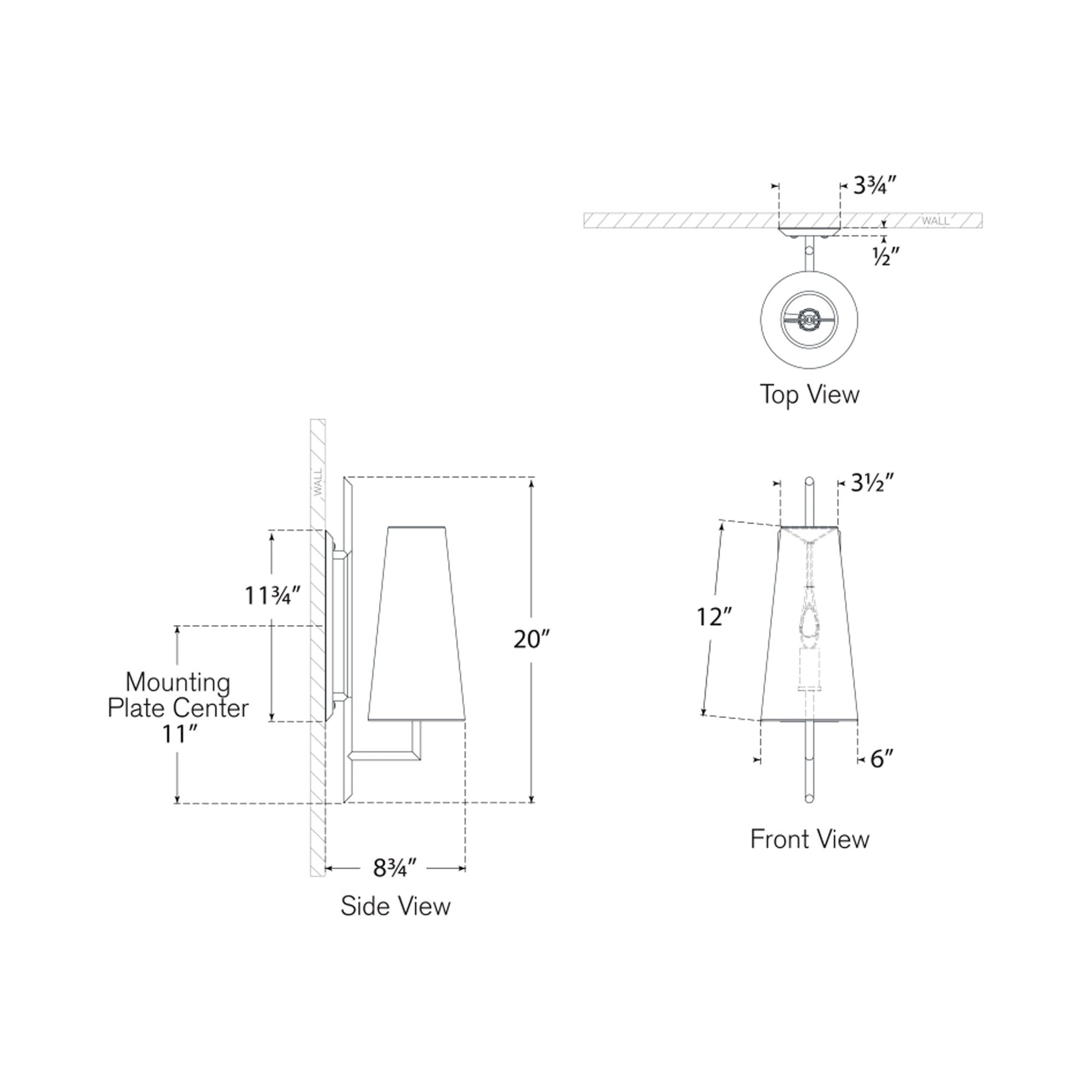 Ashton Wall Light - line drawing.