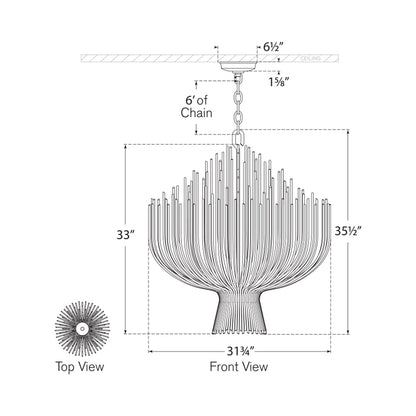 Astra LED Chandelier - line drawing.