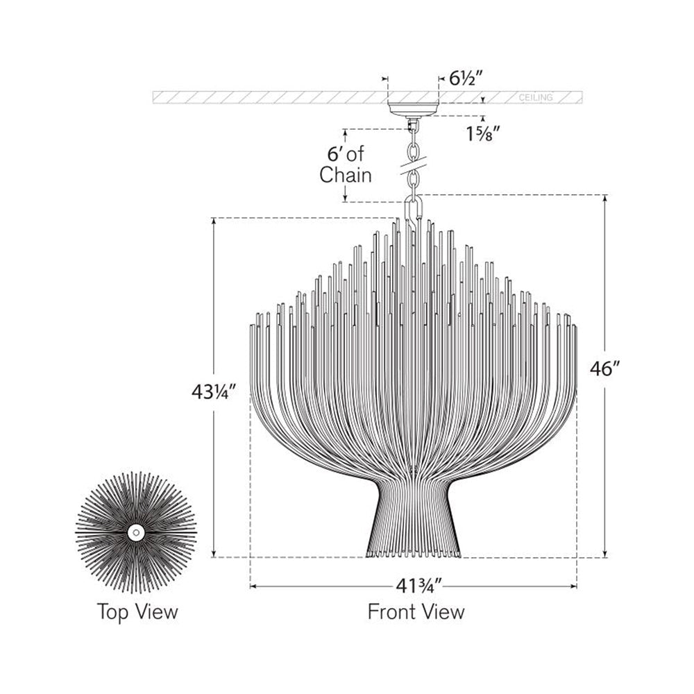 Astra LED Chandelier - line drawing.