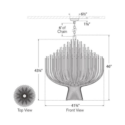 Astra LED Chandelier - line drawing.