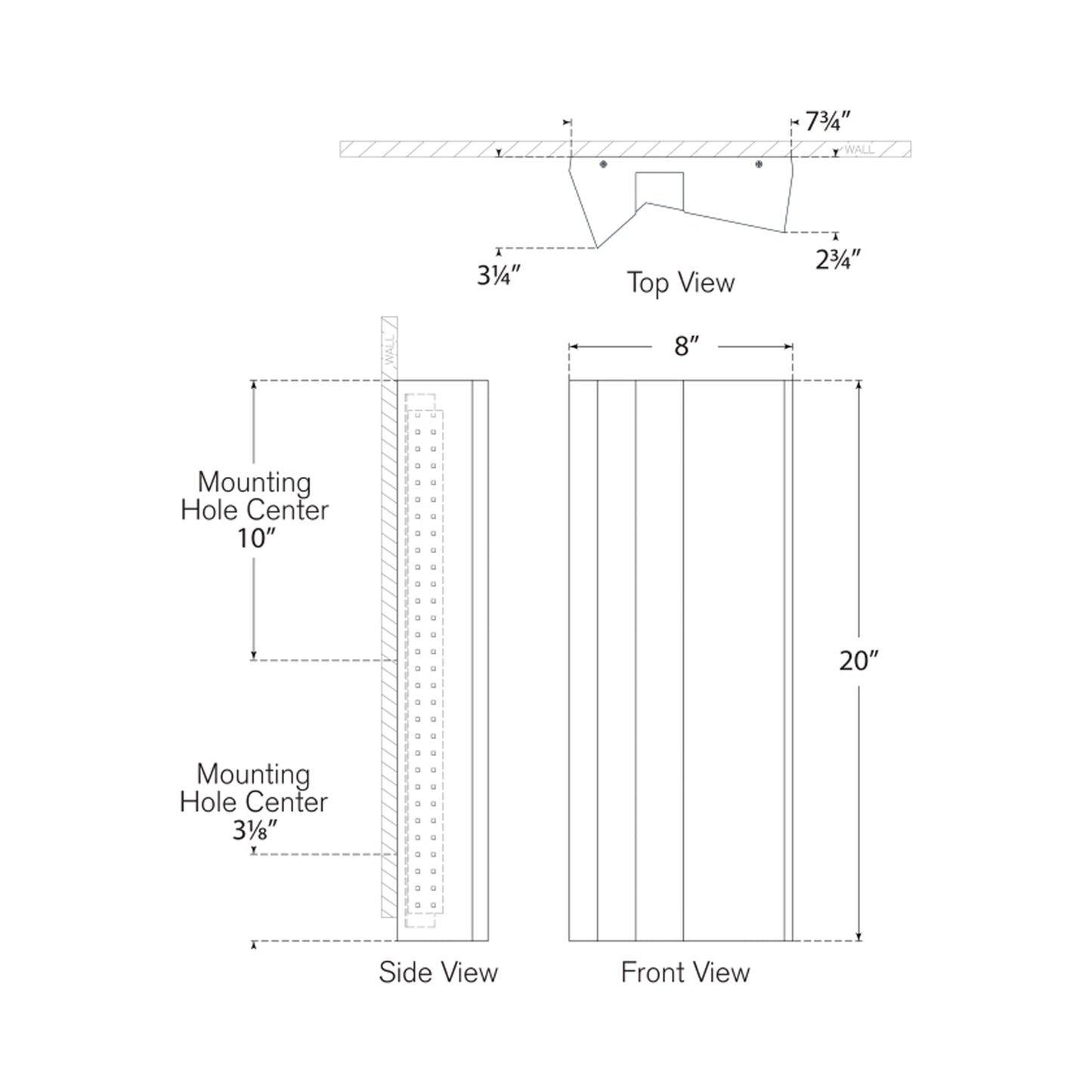 Austera LED Wall Light - line drawing.