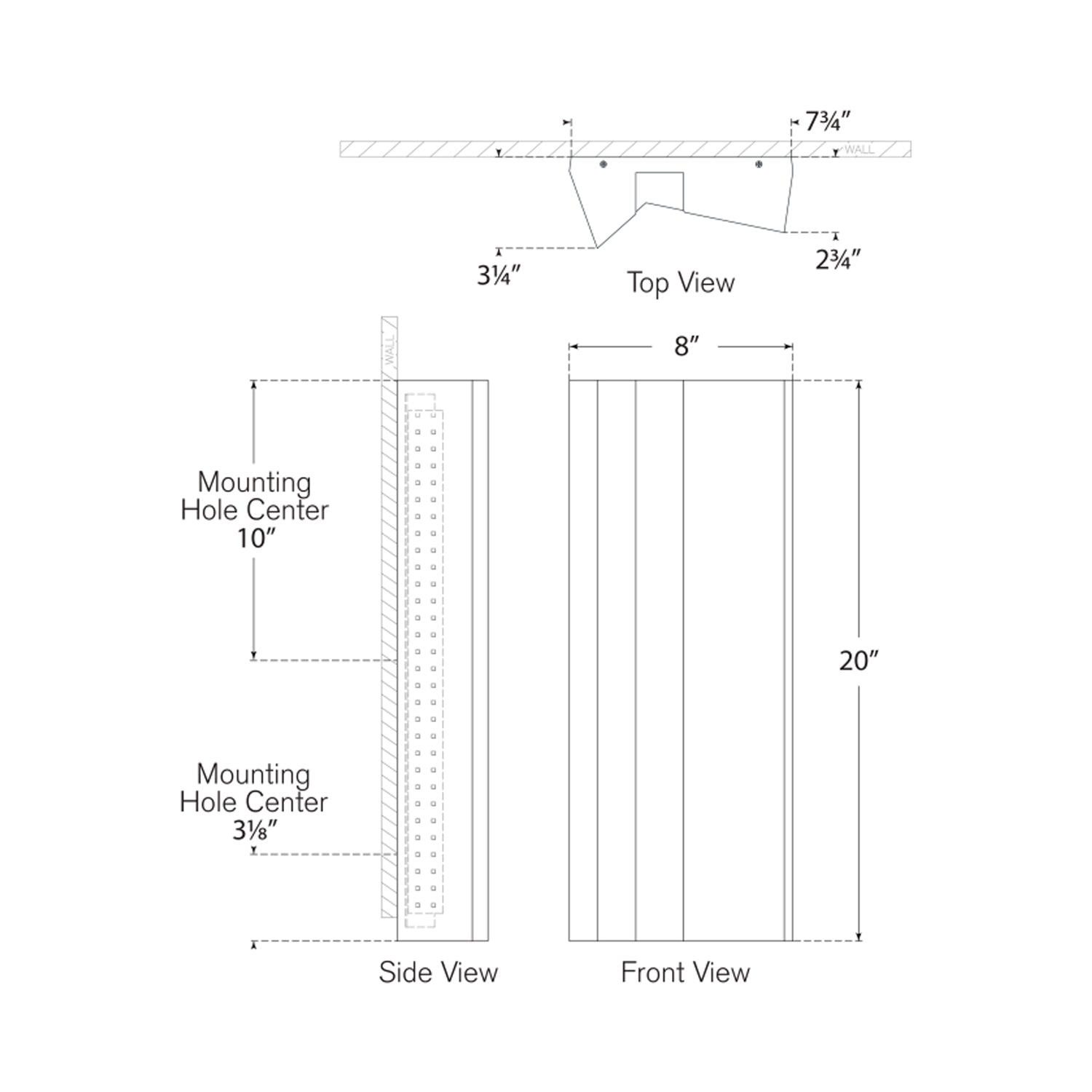 Austera LED Wall Light - line drawing.