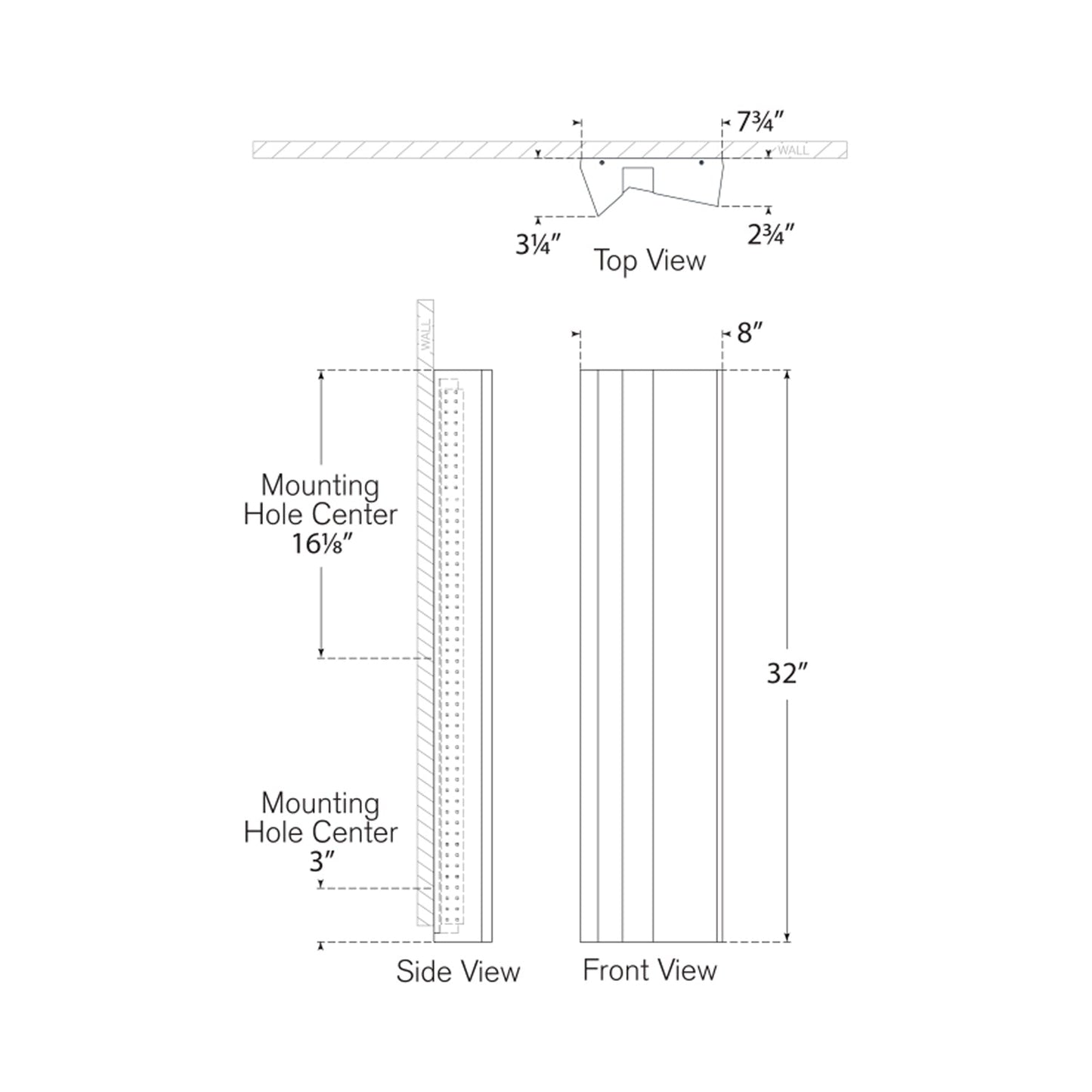 Austera LED Wall Light - line drawing.
