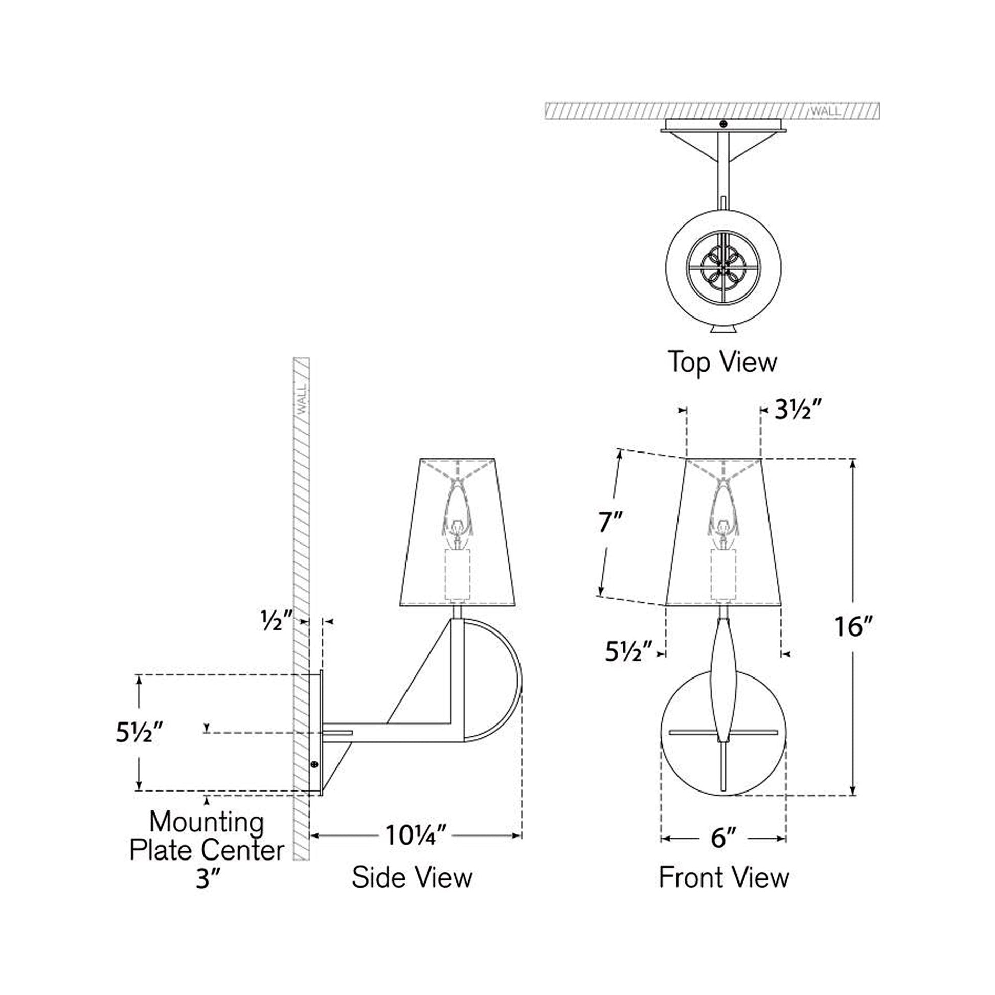 Auxerre Wall Light - line drawing.