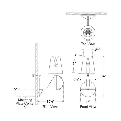 Auxerre Wall Light - line drawing.