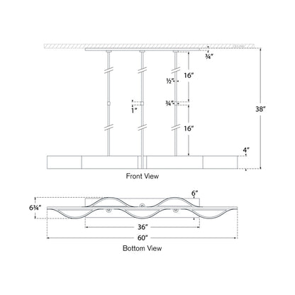 Avant Linear Pendant Light - line drawing.
