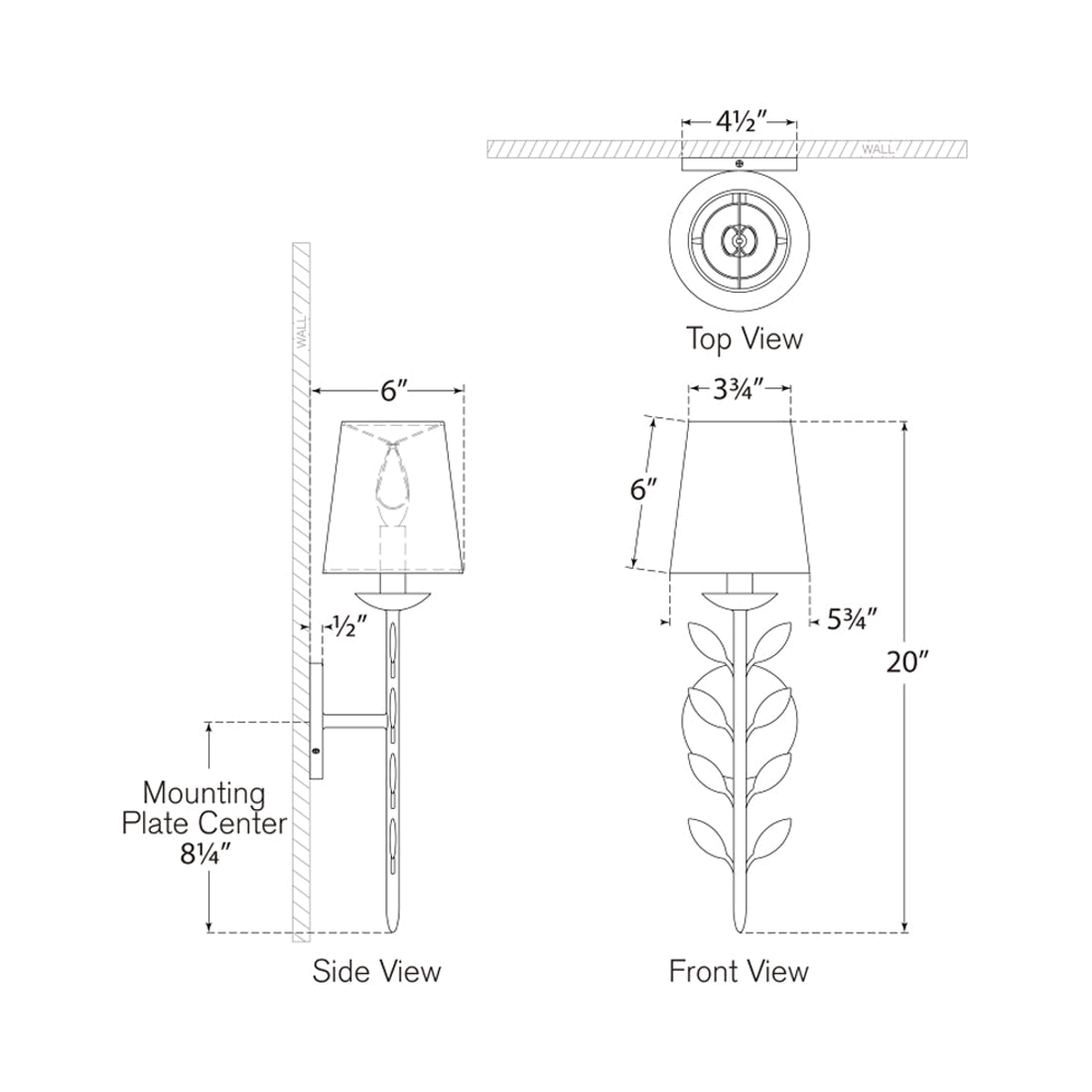 Avery Wall Light - line drawing.