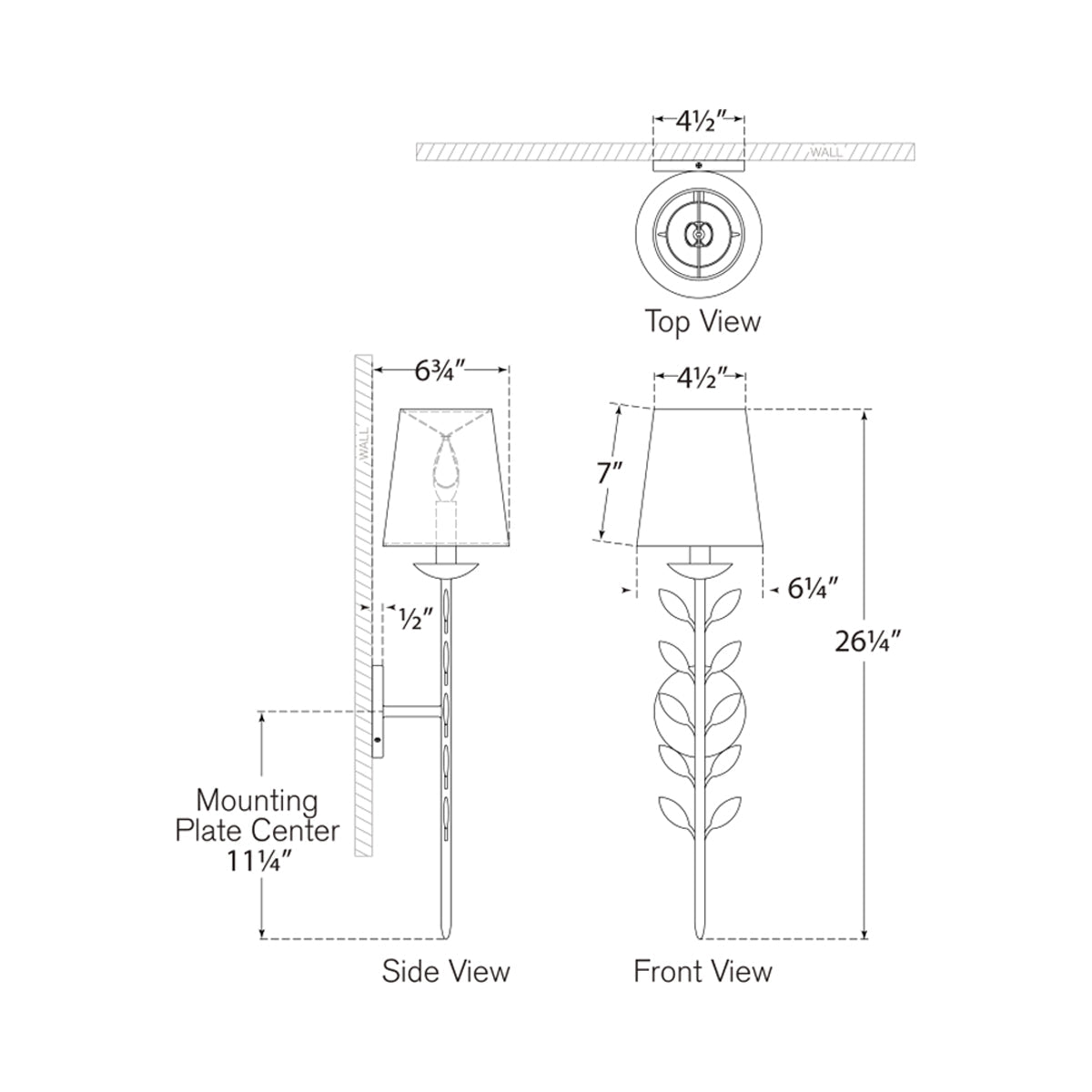 Avery Wall Light - line drawing.