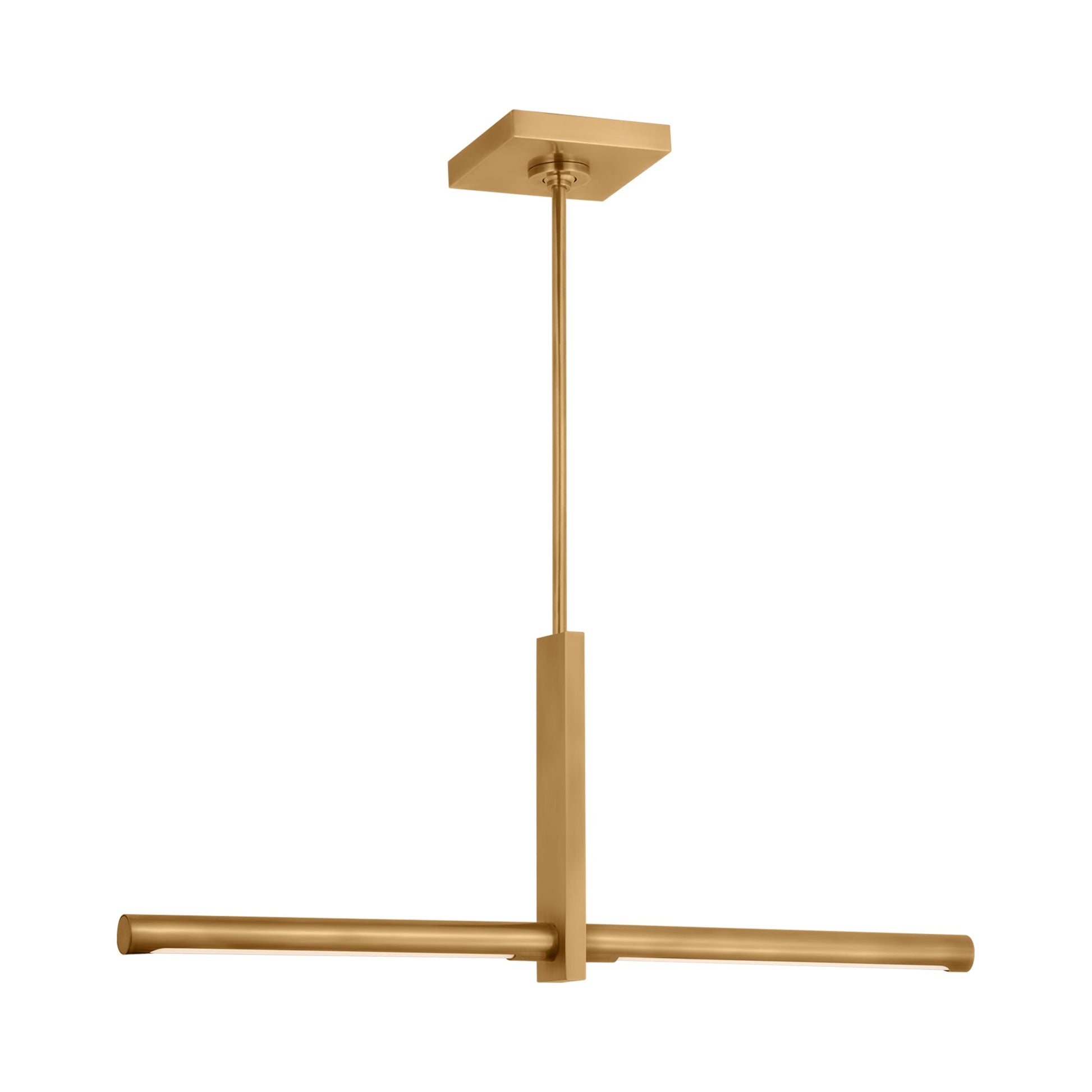 Axis 24-Inch LED Linear Pendant Light in Antique-Burnished Brass.