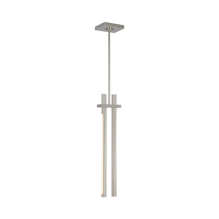 Axis Double LED Pendant Light in Polished Nickel.