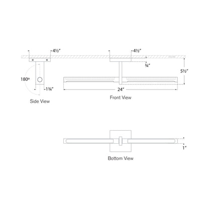 Axis LED Linear Flush Mount Ceiling Light - line drawing.