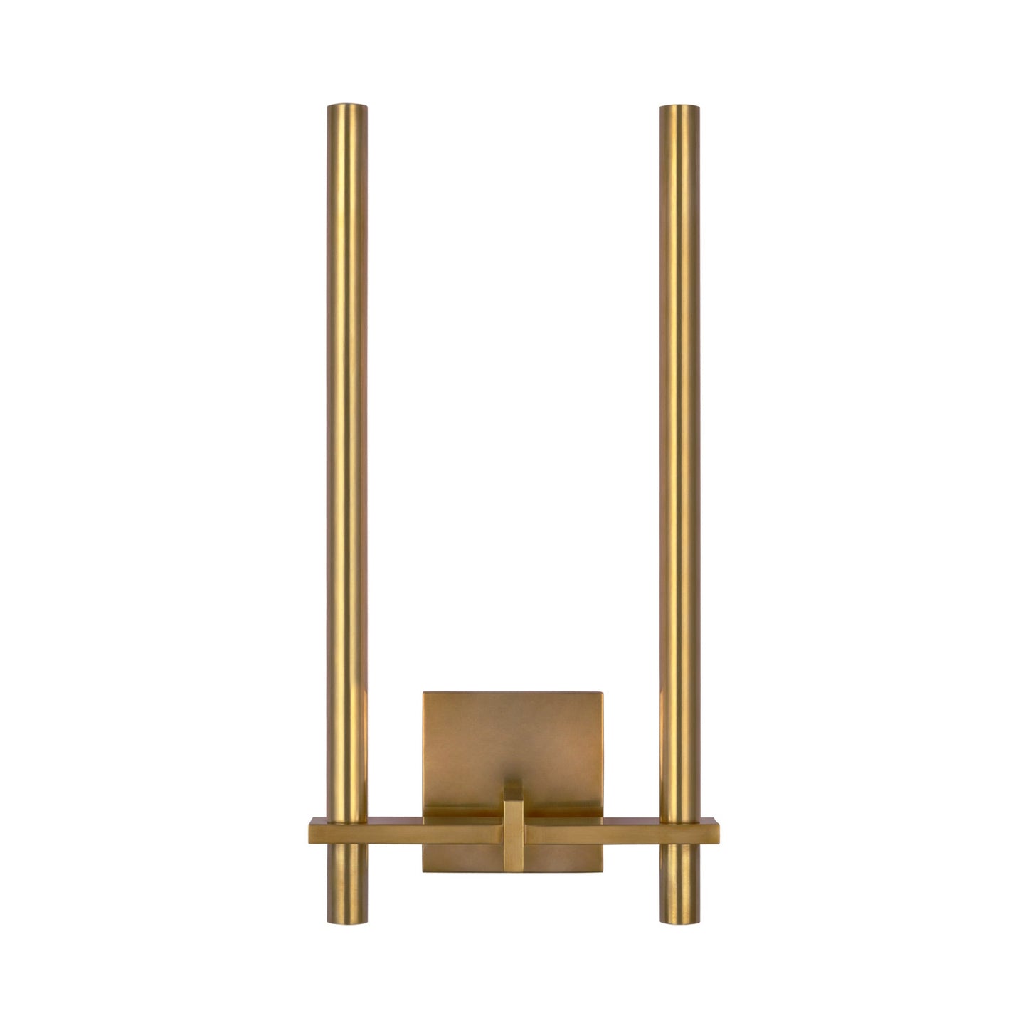 Axis LED Two Arm Wall Light in Antique-Burnished Brass.