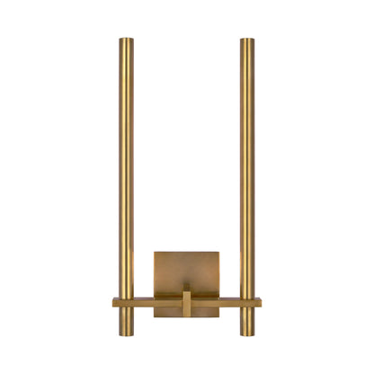 Axis LED Two Arm Wall Light in Antique-Burnished Brass.