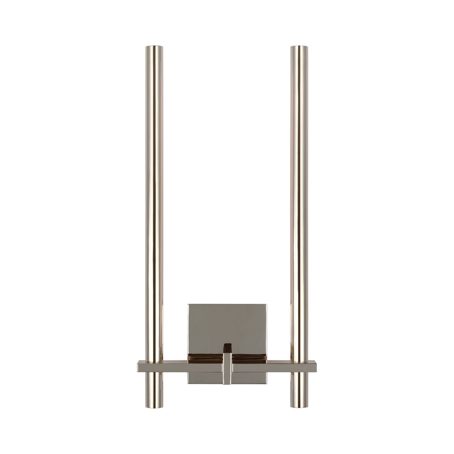 Axis LED Two Arm Wall Light in Polished Nickel.