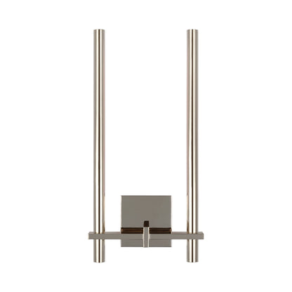 Axis LED Two Arm Wall Light in Polished Nickel.