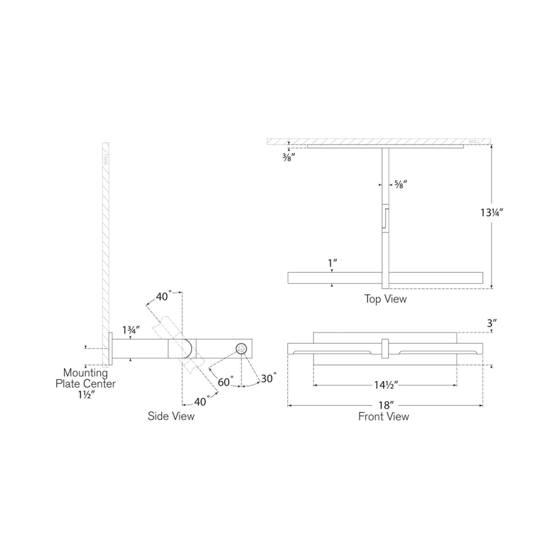 Axis Pivoting LED Wall Light - line drawing.