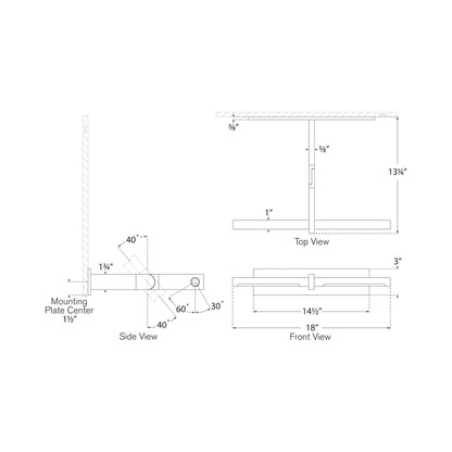 Axis Pivoting LED Wall Light - line drawing.