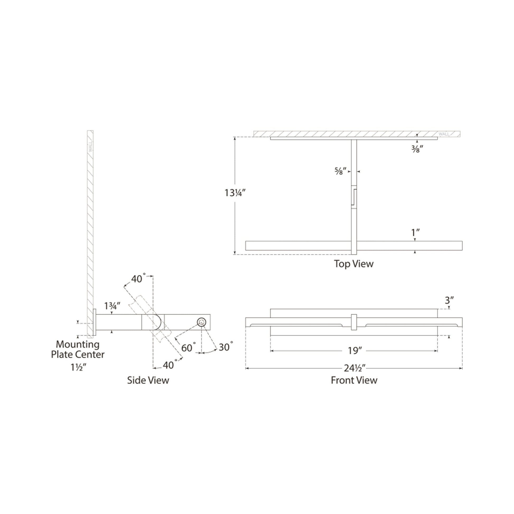 Axis Pivoting LED Wall Light - line drawing.