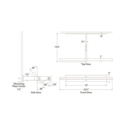 Axis Pivoting LED Wall Light - line drawing.