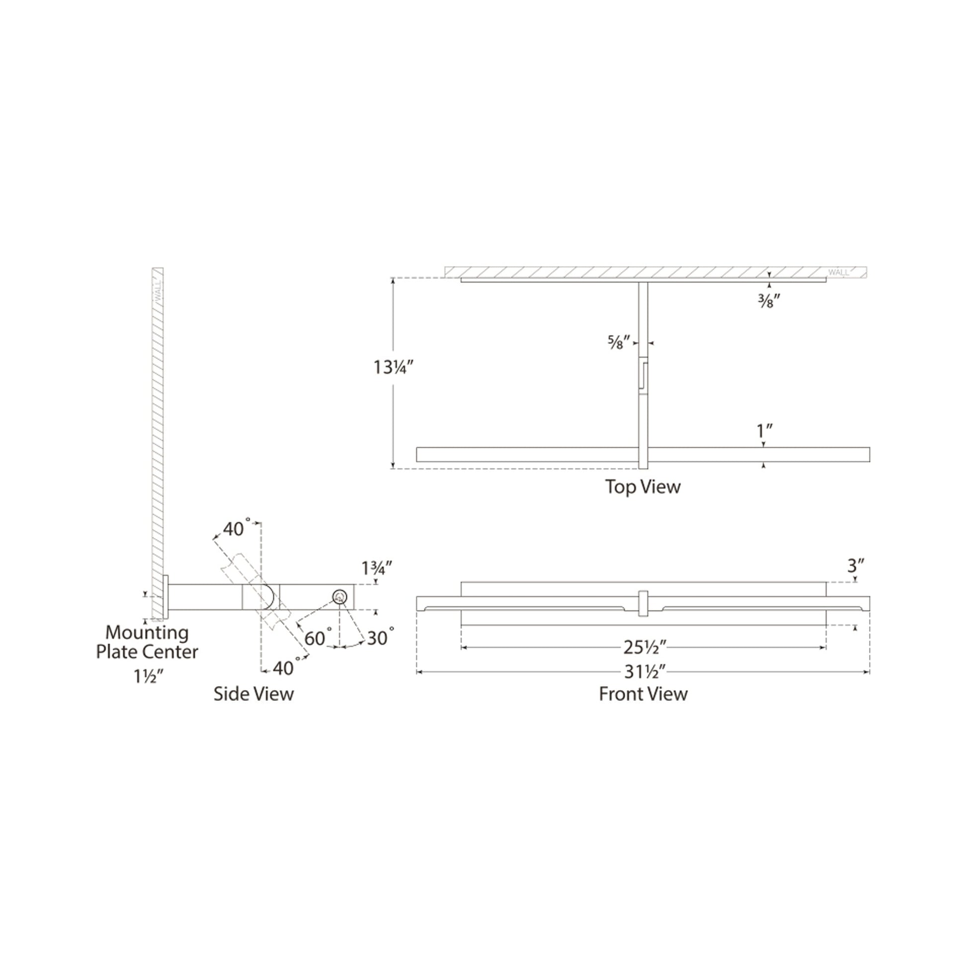 Axis Pivoting LED Wall Light - line drawing.