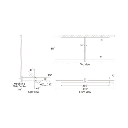 Axis Pivoting LED Wall Light - line drawing.
