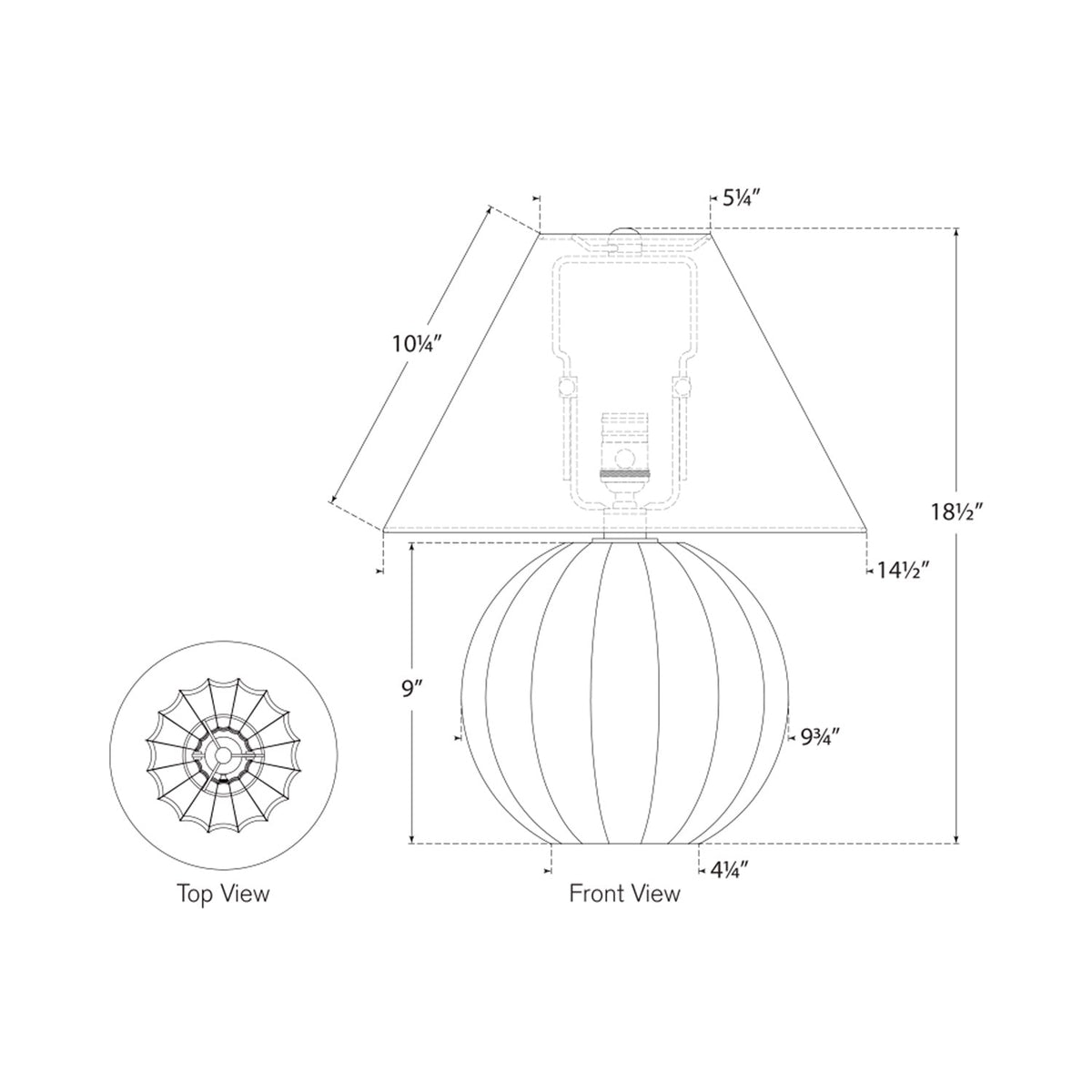 Barden Table Lamp - line drawing.