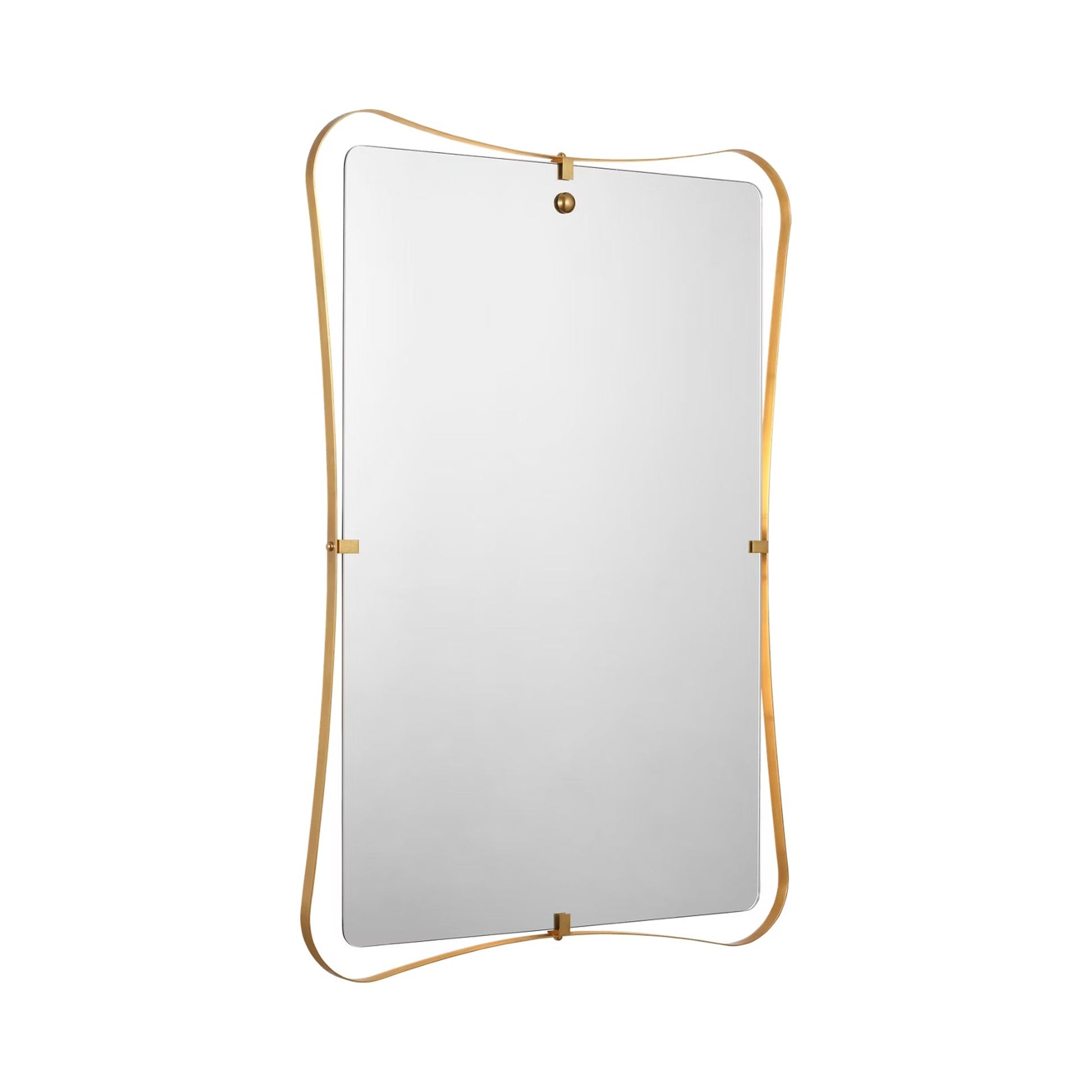 Barnes LED Wall Mirror in Hand-Rubbed Antique Brass.