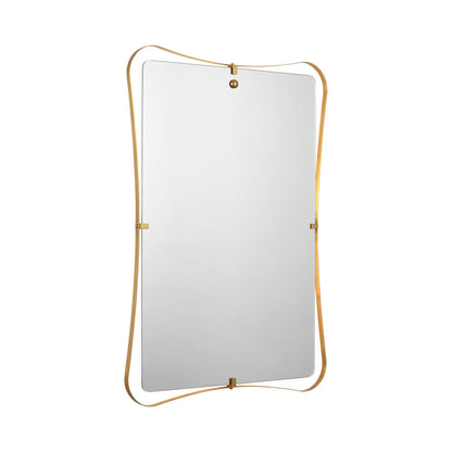 Barnes LED Wall Mirror in Hand-Rubbed Antique Brass.