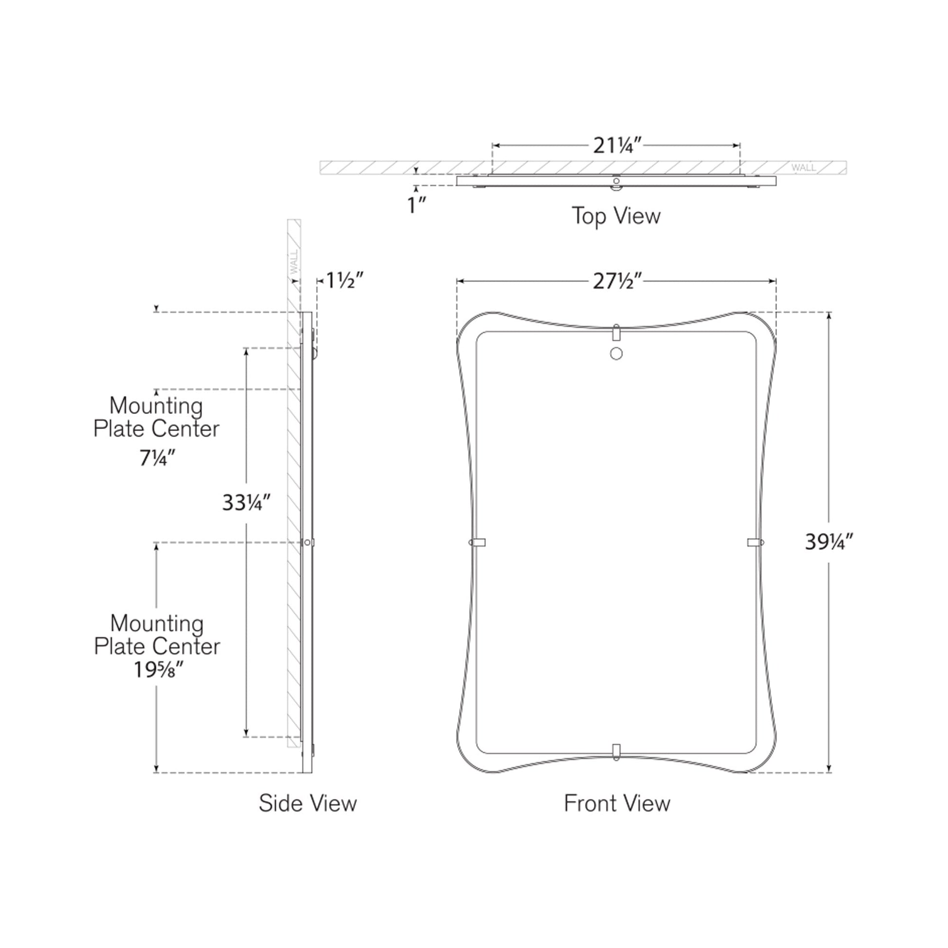 Barnes LED Wall Mirror - line drawing.