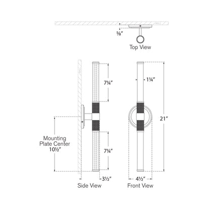 Barrett LED Bath Vanity Light - line drawing.