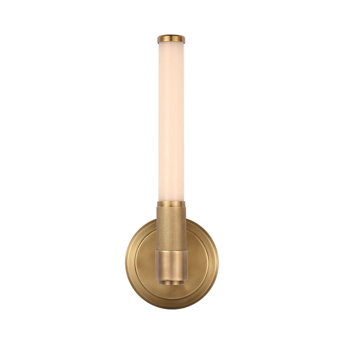 Barrett LED Bath Wall Light in Natural Brass.