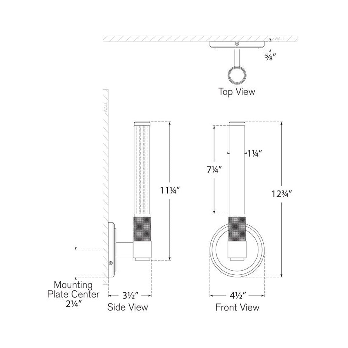Barrett LED Bath Wall Light - line drawing.