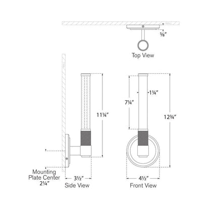 Barrett LED Bath Wall Light - line drawing.
