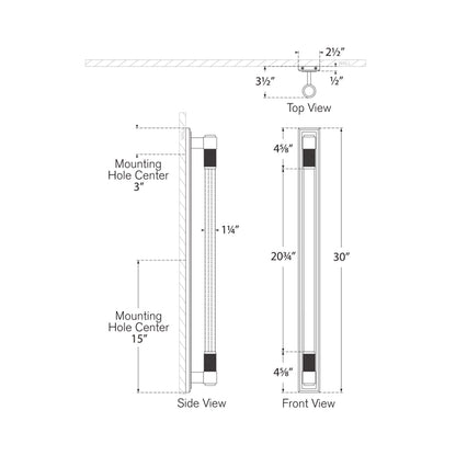 Barrett Linear LED Bath Vanity Light - line drawing.