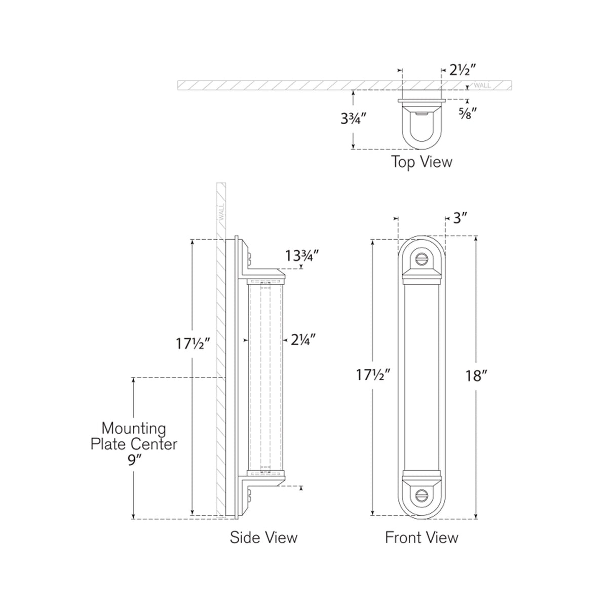 Belgrave LED Bath Vanity Light - line drawing.