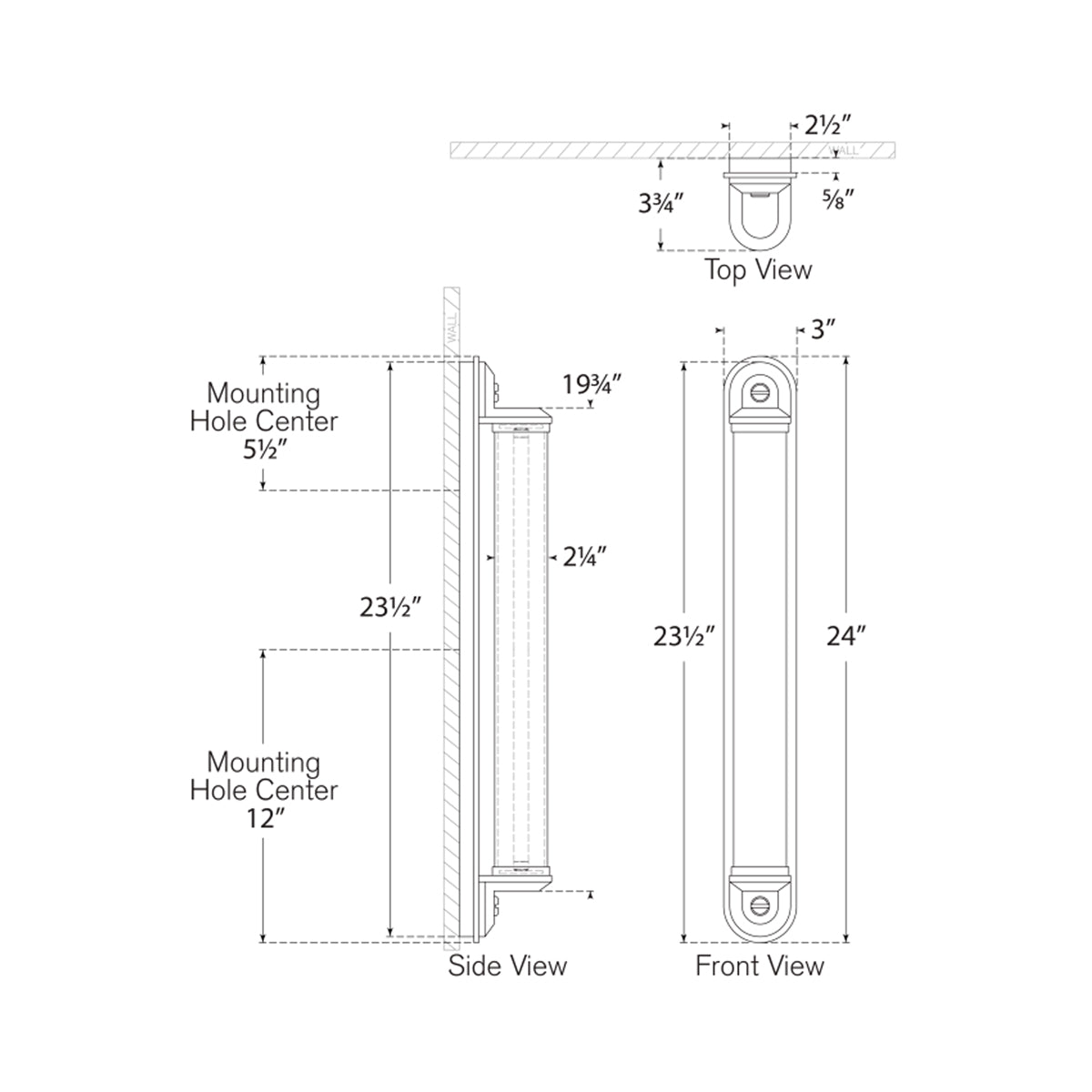 Belgrave LED Bath Vanity Light - line drawing.