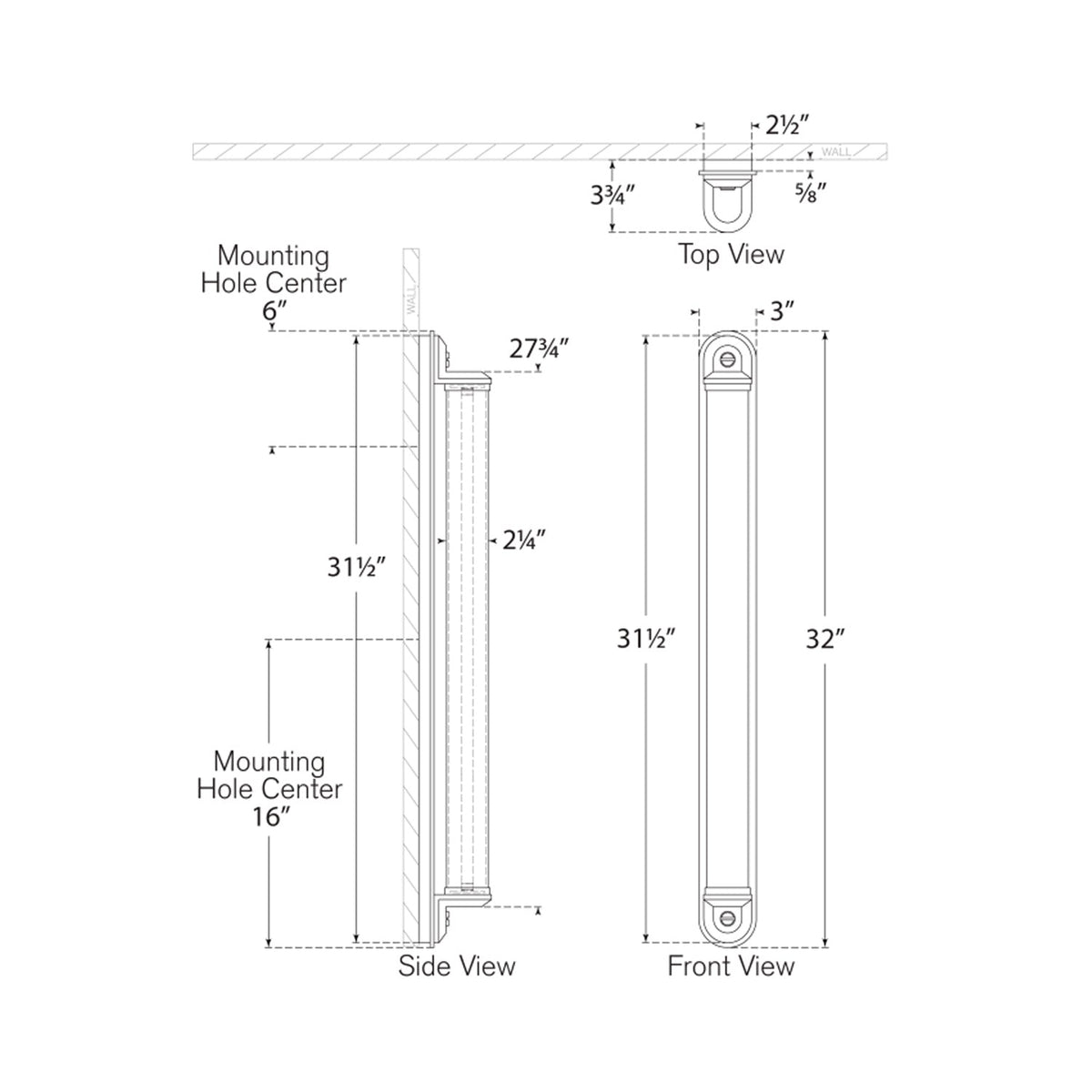 Belgrave LED Bath Vanity Light - line drawing.