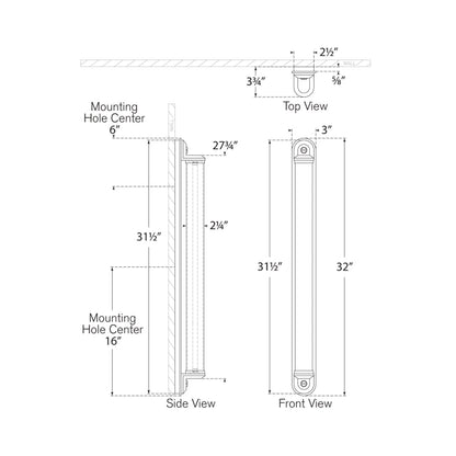Belgrave LED Bath Vanity Light - line drawing.