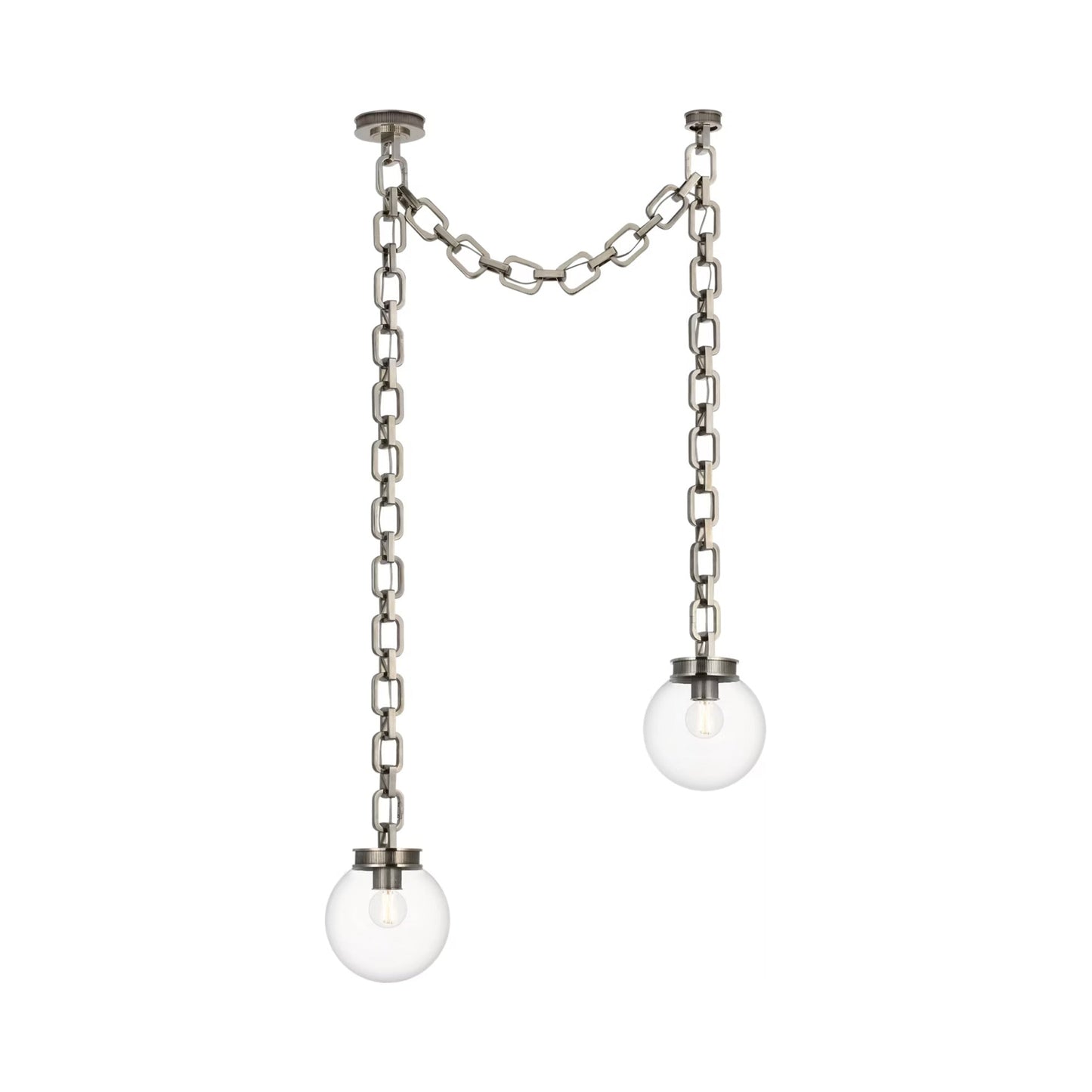 Bellamy Chandelier in Pewter/Clear Glass (33-Inch).