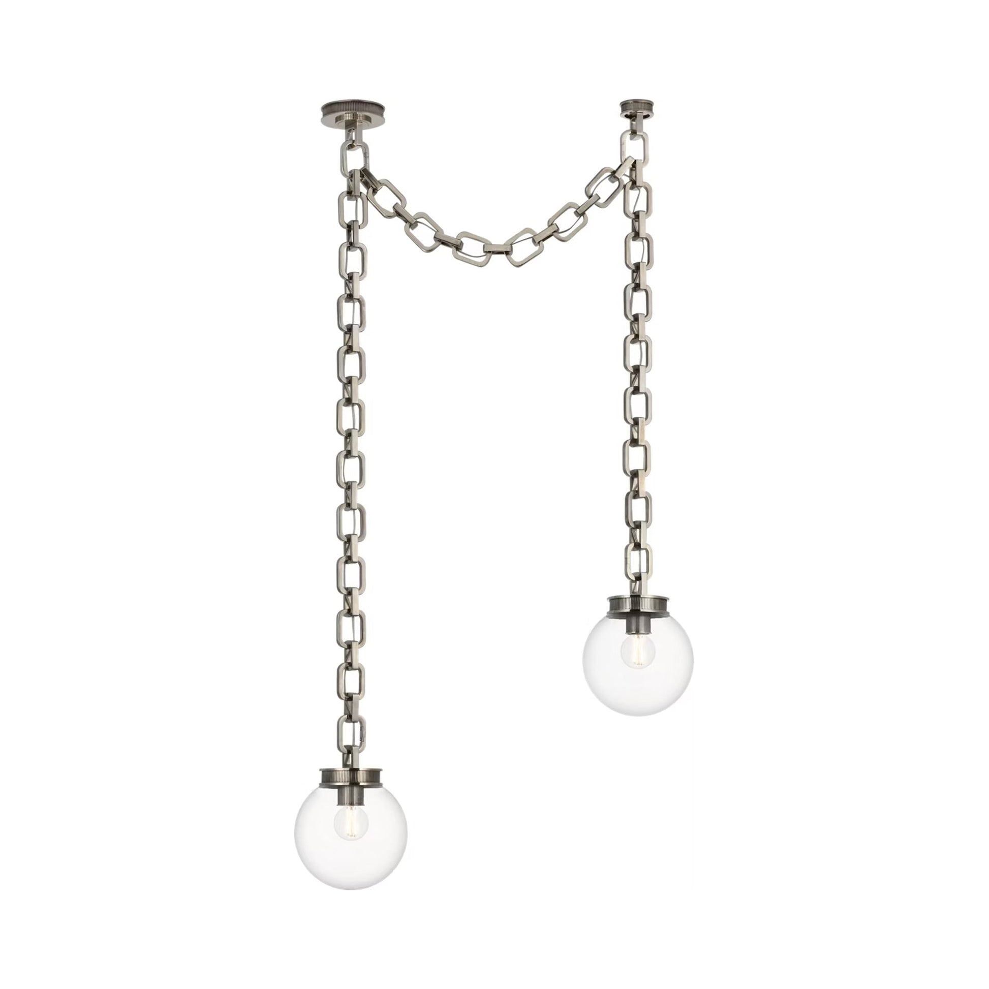 Bellamy Chandelier in Pewter/Clear Glass (33-Inch).