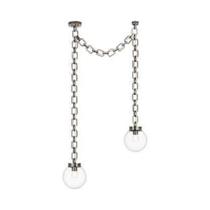 Bellamy Chandelier in Pewter/Clear Glass (33-Inch).
