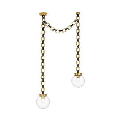 Bellamy Chandelier in Soft Brass and Bronze/Clear Glass (33-Inch).