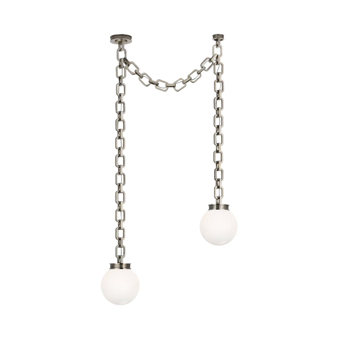Bellamy Chandelier in Pewter/White Glass (33-Inch).