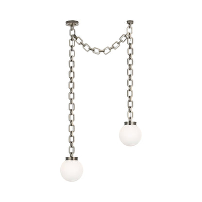 Bellamy Chandelier in Pewter/White Glass (33-Inch).