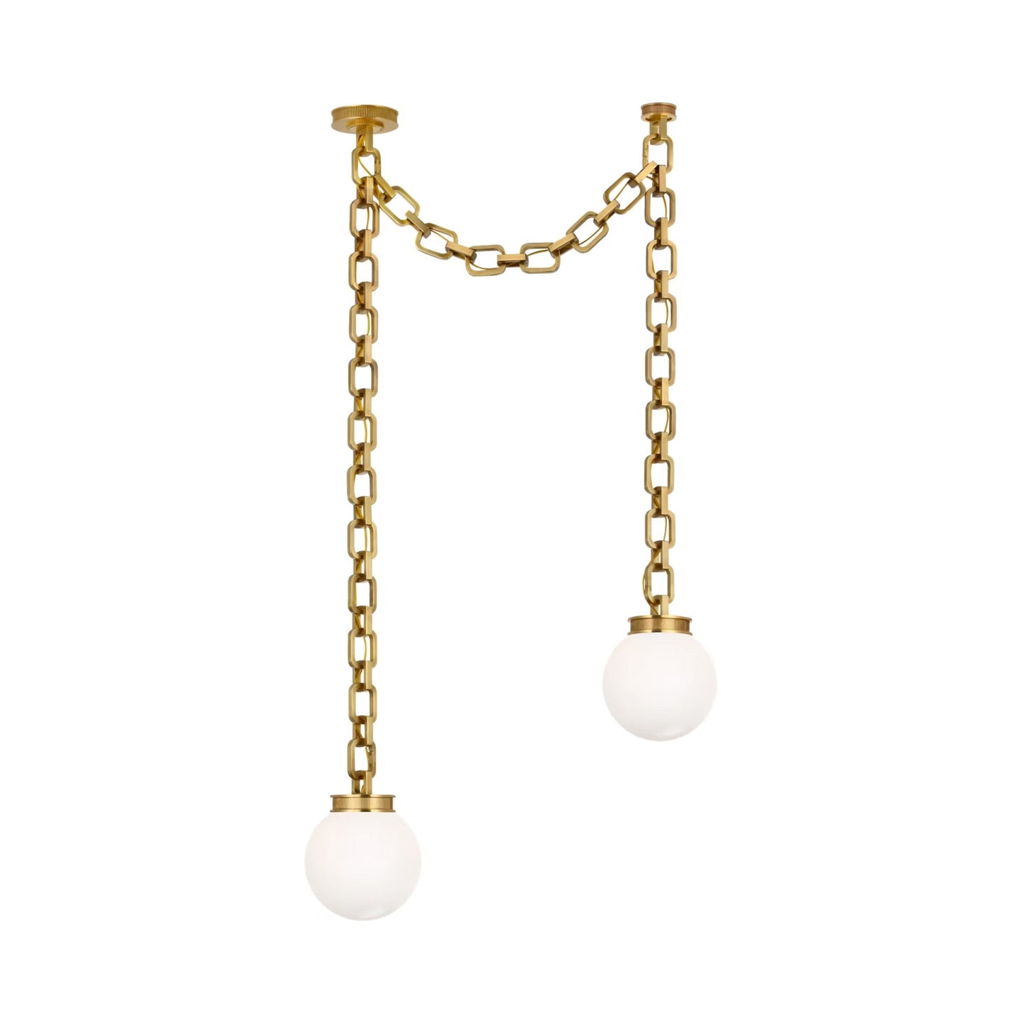 Bellamy Chandelier in Soft Brass/White Glass (33-Inch).